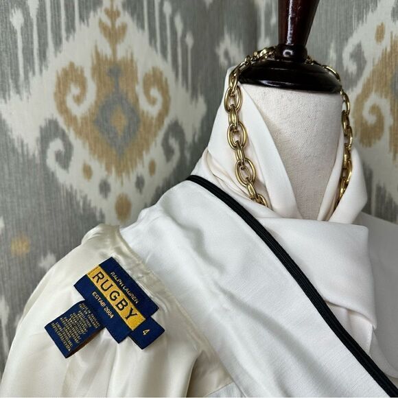 Ralph Lauren Cream with Black Trim Brushed Moleskin Cotton Waist Coat Gilet Vest - Picture 2 of 16